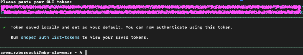Auth token addition within CLI
