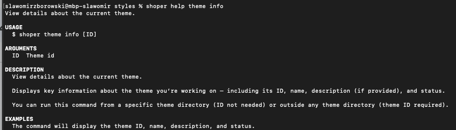Command help details