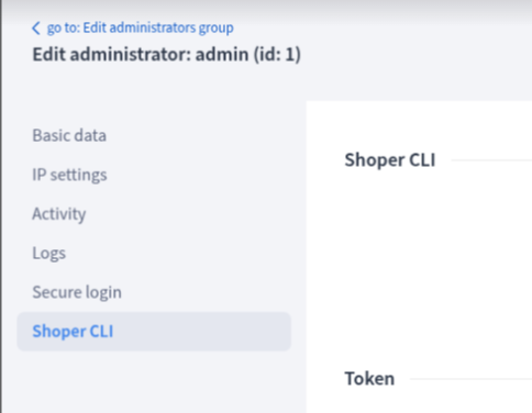 Shoper CLI configuration within a shop panel