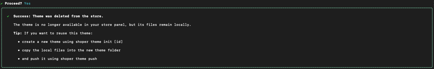 Theme delete confirmation